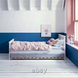 Single Bed in White Pull out Trundle Bed Frame Daybed
