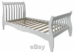 Single Bed in White with Sleigh design, Astrid Bed Frame