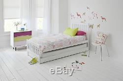 Single Bed in White with Trundle, Extra Sleepover Bed 2 in 1, Millie