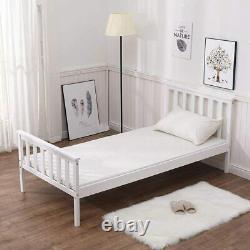Single Pine Bed Frame 3ft White Wooden Shaker Style Bedroom Furniture