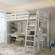 Single Wood Loft Style Bunk Bed Solid Pine Kids Cabin Bed With Ladder High Sleeper