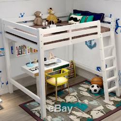 Single Wood Loft Style Bunk Bed Solid Pine Kids Cabin Bed with Ladder High Sleeper