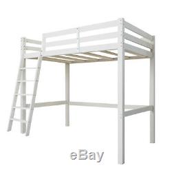 Single Wood Loft Style Bunk Bed Solid Pine Kids Cabin Bed with Ladder High Sleeper