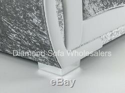 Sofa Genoa Corner 3+2 Armchair Crushed Velvet White/Silver- Fixed Back
