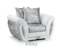 Sofa Shannon Large corner, 3+2+1, Cuddle chair, White/Silver Crushed Velvet
