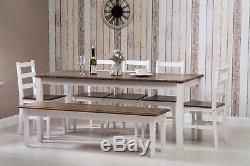 Solid Pine Wood Dining Set Table and Chairs Bench Kitchen Dining Home Furniture