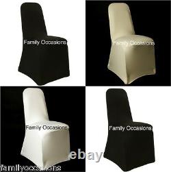 Spandex Chair Covers Available In White, Ivory, Black Universal Fit Brand New