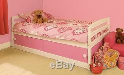 Storage Bed Kids Pink or Blue (Mattress Option) White wash 3ft Single Solid Pine