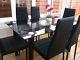 Stunning Glass Dining Table Set And With 4 Or 6 Faux Leather Chairs White Black