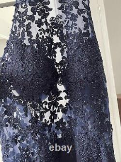 Stunning Prom Cocktail Dress. Navy Size 8. Lace Lined Brand New