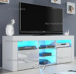 TV Unit Cabinet TV Stand Sideboard Matt Body & High Gloss Doors LED Light