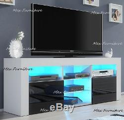 TV Unit Cabinet TV Stand Sideboard Matt Body & High Gloss Doors LED Light