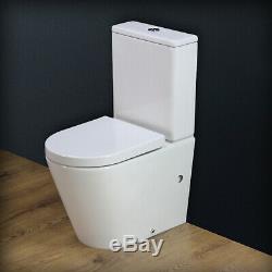 Toilet WC Close Coupled Cloakroom Modern Compact Soft Close Seat Square T4SS