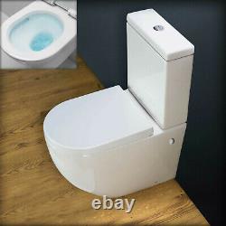 Toilet WC Close Coupled Cloakroom Rimless Bathroom Soft Close Seat 610 T3R 152