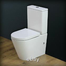 Toilet WC Close Coupled Cloakroom Round Pan Soft Closing Heavy Seat T4SS