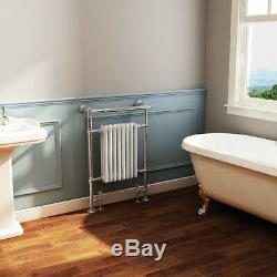 Traditional Bathroom Heated Towel Rail Column Radiator White & Chrome 940x659mm