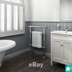 Traditional Chrome & White Bathroom Heated Towel Rail Radiators Size Options