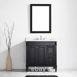 Traditional Vanity Unit 900MM Black White Basin Marble Sink Floor Standing