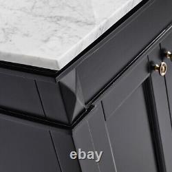 Traditional Vanity Unit 900MM Black White Basin Marble Sink Floor Standing