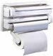 Triple Paper Dispenser For Cling Film Wrap Aluminium Foil Kitchen Roll Holder