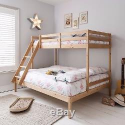 Triple Sleeper Bed, Bunk Bed in Natural Double & Single Kids Kent