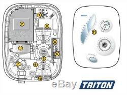 Triton AS2000XT Thermostatic Power Shower White Chrome Aqua Sensation AST2000T