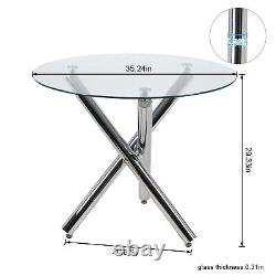 Up to 4 Dining Table + 4 Chairs Tempered Glass&Metal Legs Kitchen Dining Room UK