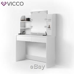 VICCO Dressing Table CHARLOTTE 142x108cm white LED Makeup, Desk, Dresser