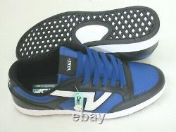 Vans Men's Lowland Cc Leather Two Tone Skate Shoes Black True Blue White Size 12