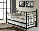 Versailles French Day Bed And Trundle Black White Metal Frame With Foam Mattress