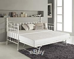 Versailles French Day Bed and Trundle Black White Metal Frame with Foam Mattress