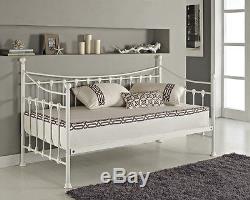 Versailles French Day Bed and Trundle Black White Metal Frame with Foam Mattress