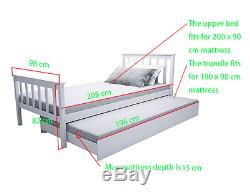 Versatility White Day Bed Wood Pine Single Bed Frame With Pull out Trundle Sofa