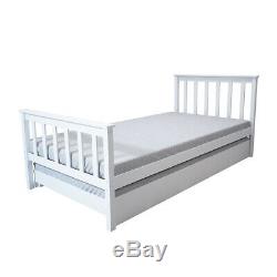 Versatility White Day Bed Wood Pine Single Bed Frame With Pull out Trundle Sofa