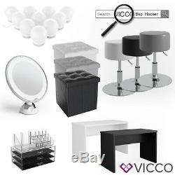 Vicco Arielle Corner Dressing Table Vanity Desk Dressing Table white + stool