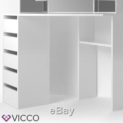 Vicco Arielle Corner Dressing Table Vanity Desk Dressing Table white + stool