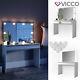 Vicco Dressing Table Emma Vanity Desk Console Table Led White Sonoma + Mirror