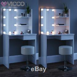Vicco dressing table Dekos makeup table mirror bedroom white + stool LED