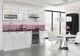 White High Gloss Kitchen 7 Units Cabinets Set Black Accent Soft Close Legs 240cm