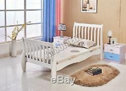 WestWood 3ft Single Wooden Sleigh Bed Frame Pine Bedroom Furniture White WSB01