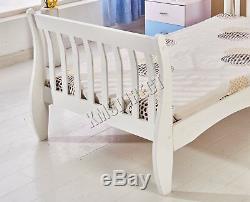 WestWood 3ft Single Wooden Sleigh Bed Frame Pine Bedroom Furniture White WSB01
