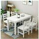 White Classic Solid Wooden Dining Table And 4 Chairs Set Kitchen Home