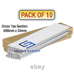 White Cross Tee Section 600mm x 24 Suspended Ceiling Grid System Component T24