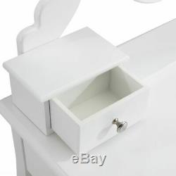 White Dressing Table 5 Drawer With Stool Adjustable Mirror Makeup Desk Bedroom