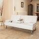 White Faux Leather Sofa Bed Modern 3 Seater Settee Futon Z Bed Armchair Wido