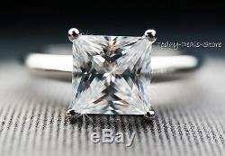 White Gold 14k Ring Princess Cut Anniversary Engagement Solid Promise 1.75 CTW