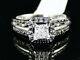 White Gold Ladies Womens Bridal Engagement Princess Cut Black Diamond Ring