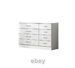 White High Gloss 8 Drawer Sideboard / Cupboard / Buffet Solo / Chest of Drawers