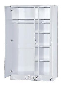 White High Gloss Two Tone Triple Wardrobe 3 Door Adult Large Furniture Unit