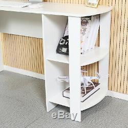 White L-shaped Computer Desk Corner PC Table Workstation Home Office with Shelves
